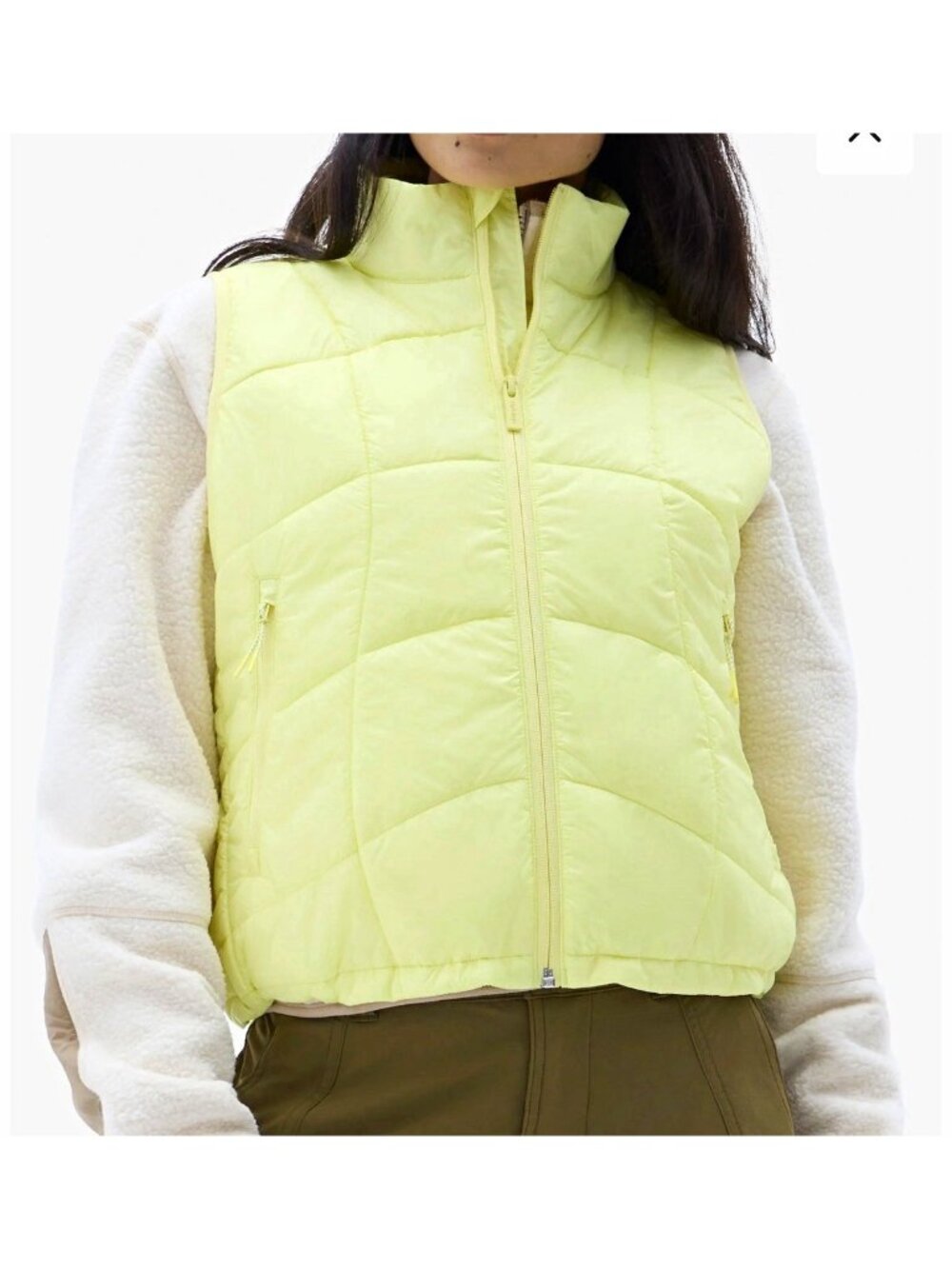 Thread + Supply Quilted Full Zip Yellow Vest Women Size M Regular Fit